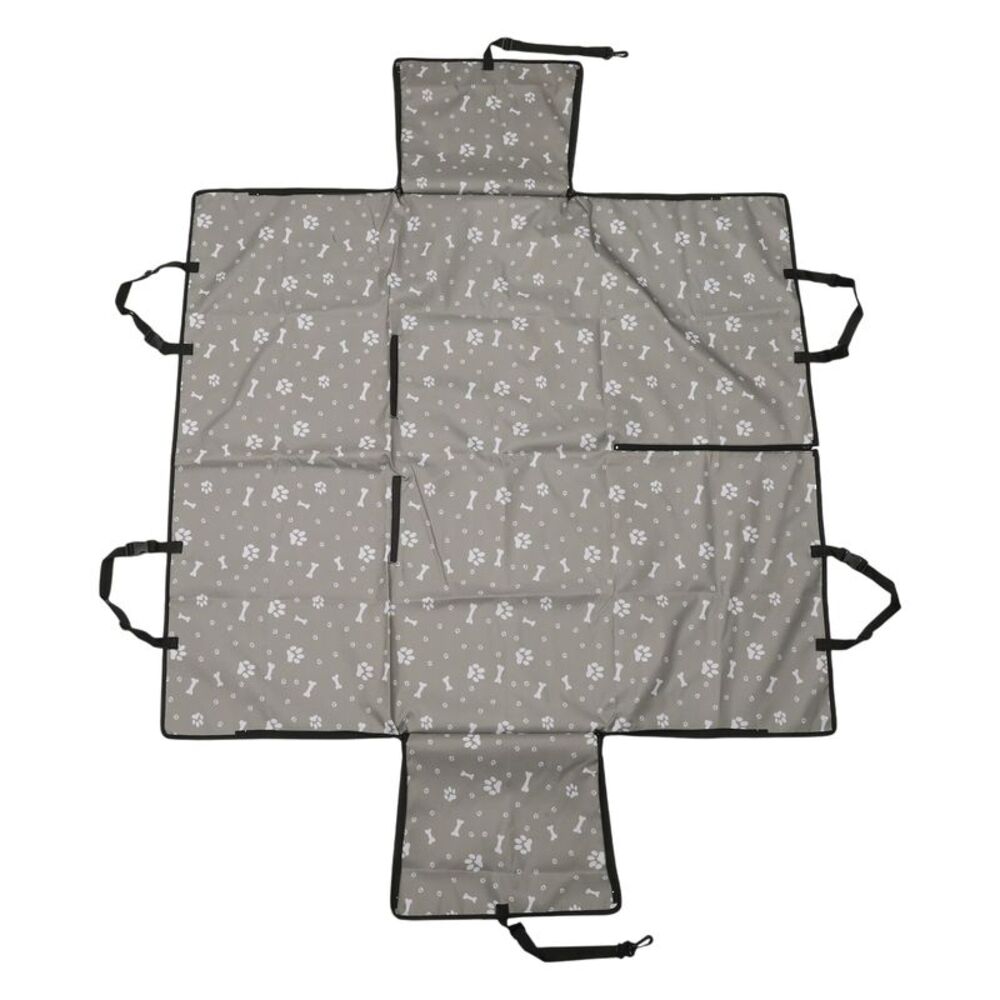 Waterproof Car Seat Cover for Dog Cat Paw Prints Gray